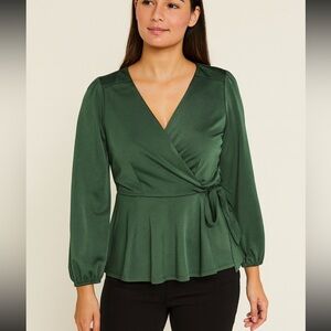 Green drape blouse